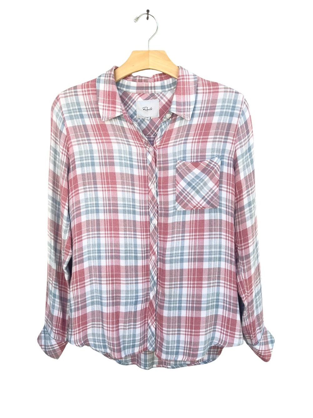 Rails Hunter Plaid Long Sleeve Button Down Collared Shirt Blouse Size XS